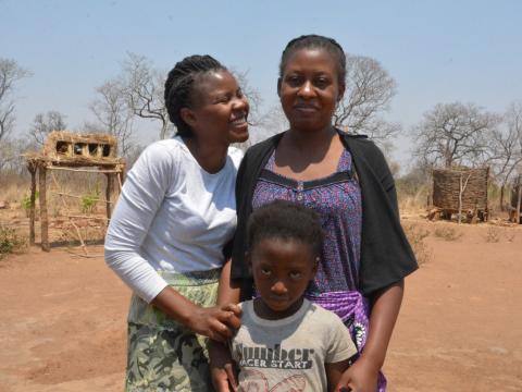 Reese (left) with two of her children Nakisha (right) and Beenzu (centre)..