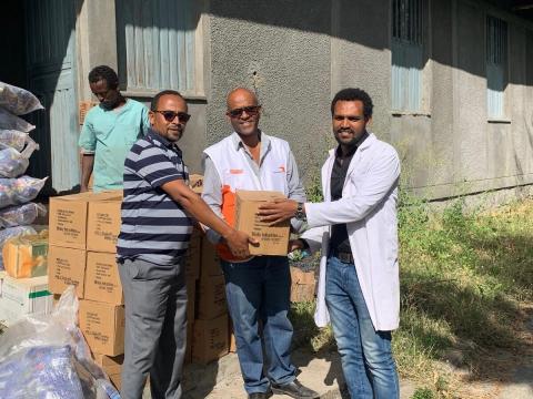 World Vision Staff provide much-needed medical supplies to a hospital affected by conflict in Tigray, Ethiopia