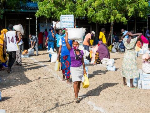 COVID-secure food distribution in refugee camp