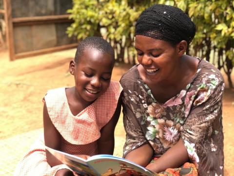 Jolly loves to read to her mom Betty