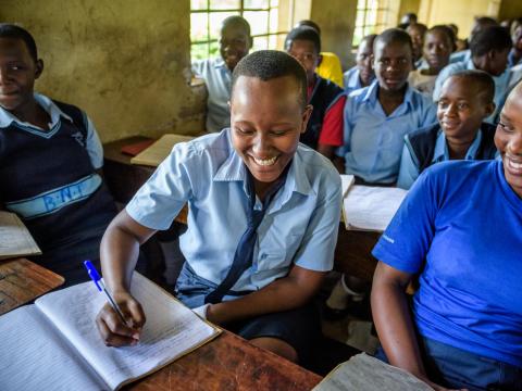 Janet, student in school in Uganda, values education more than child marriage