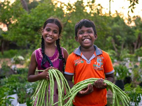 Taking care of the home garden is a family affair