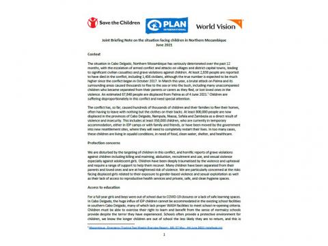 Joint Briefing Note on the situation facing children in Northern Mozambique_Cover