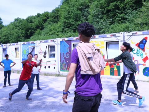 Boys playing walleyball