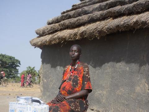 Mother who received food aid in South Sudan