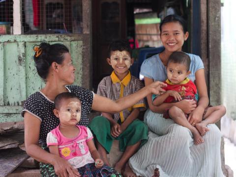 San San and her family in Cambodia.