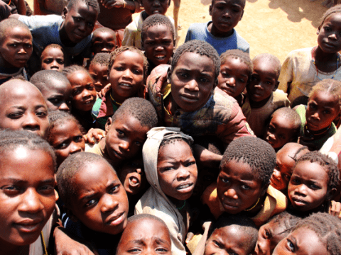 Children from the Cahama reception center, Cunene