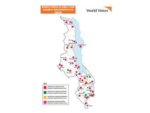 Malawi Global Fund Project Map of Intervention Areas