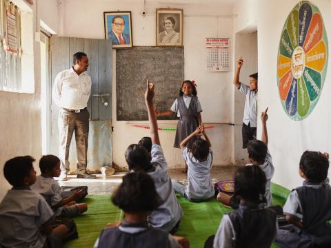 Girls in classroom in India