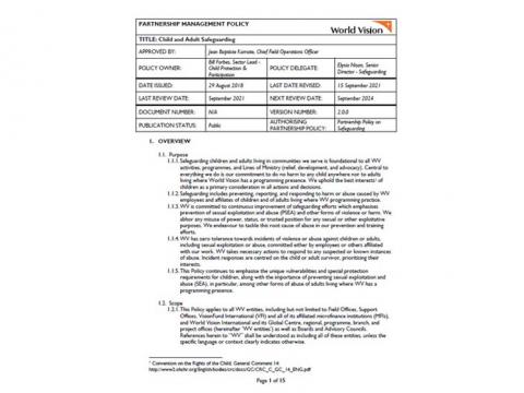Child and adult safeguarding policy cover