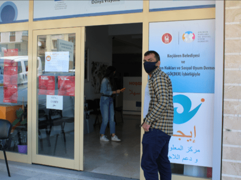 Hamza entering the Infohub