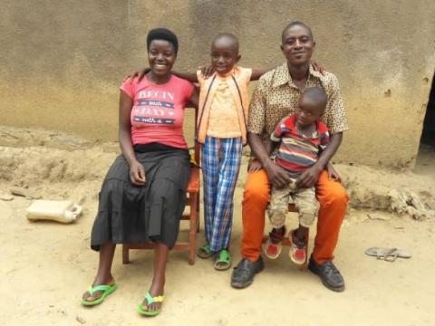 Agnes with her two children and husband