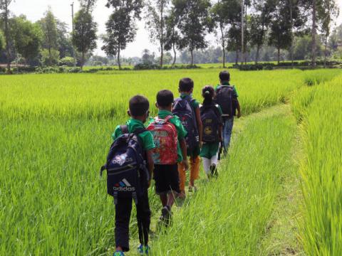 Kids walking to school