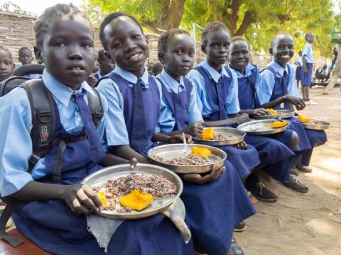 Children eating meal at school