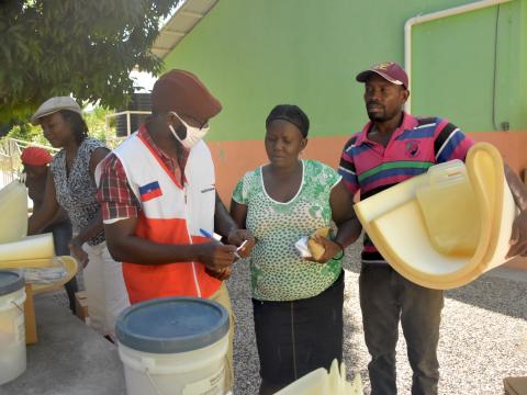 Gilmene and her husband receive emergency items