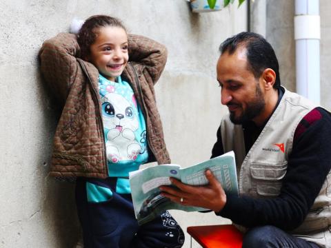 Caseworker and child