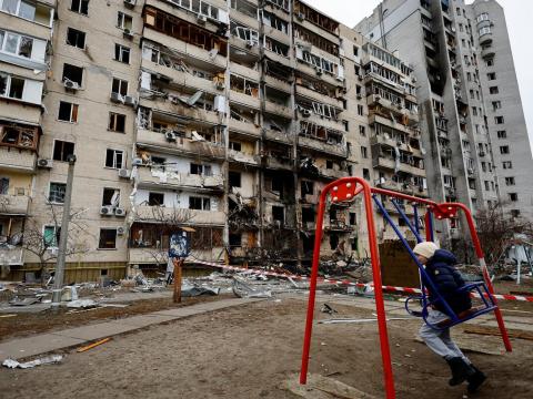 Building that has been bombed in Ukraine