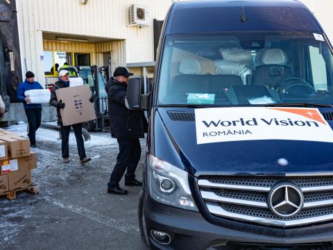 World Vision delivers goods to a hospital inside Ukraine.