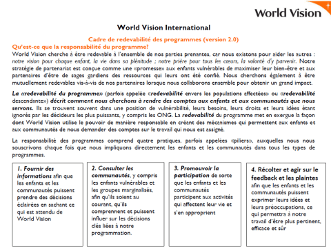 Programme Accountability Framework (French)