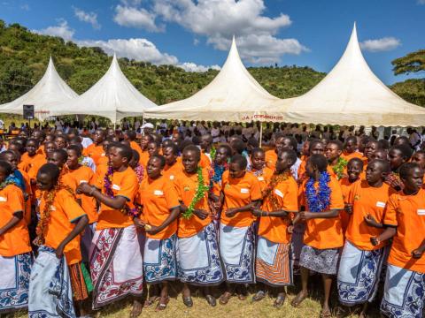 Teens celebrate graduation from a World Vision alternative rite of passage in West Pokot County, Kenya.