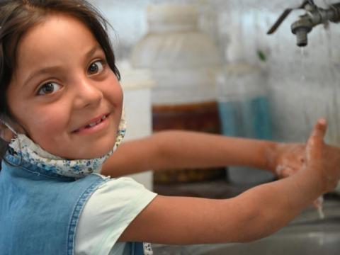 Syrian refugee handwashing