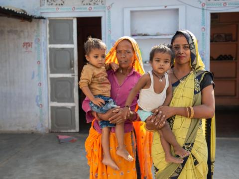 Kanu and his family in their village in India.