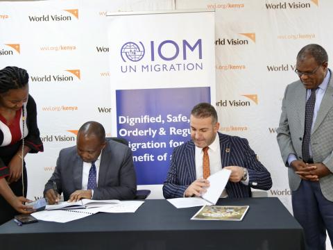 World Vision Kenya and IOM Kenya sign an MOU at World Vision Kenya offices