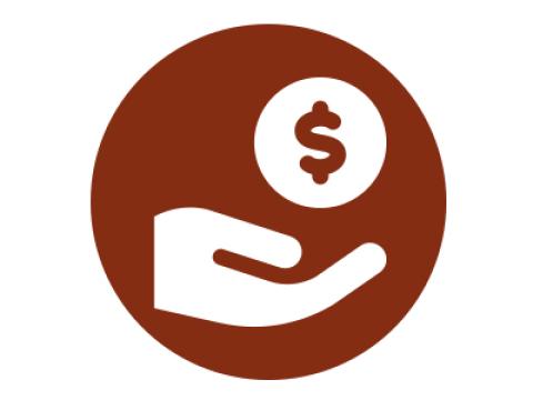 Hand with cash sign icon