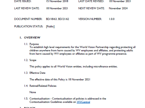 World Vision Child and Safeguarding Policy