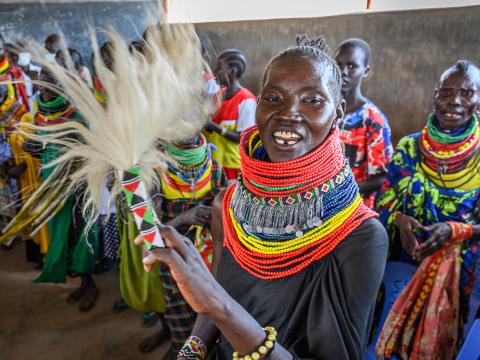 Pauline attending church in Kenya.