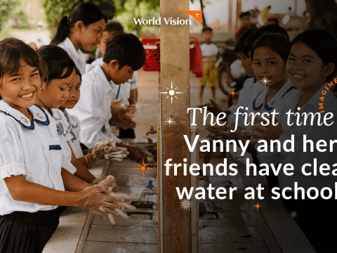 Child Sponsorship Christmas of Firsts, children in Cambodia was their hands for the first time at school thanks to clean water and proper sanitation facilities