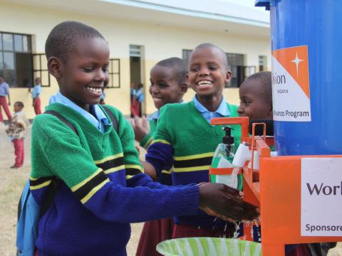 Children Washing Hands