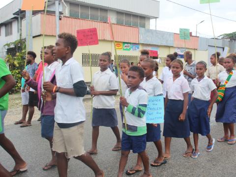 Malaita Children parade in Auki