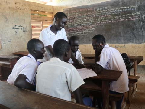 Nyibol with her classmates