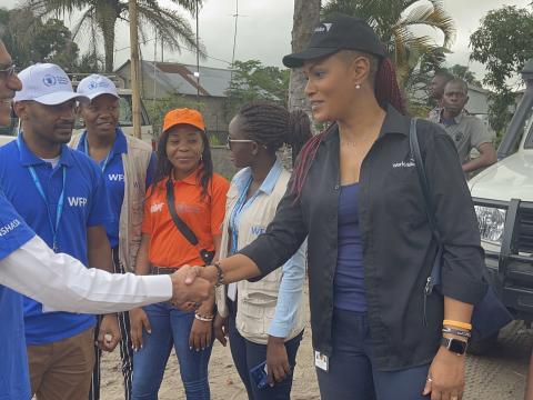 Justine Gomis greeting Manoj Juneja