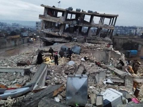 A building wrecked by the Turkiye Syria earthquake