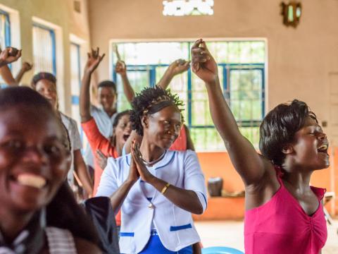 Women praising in church