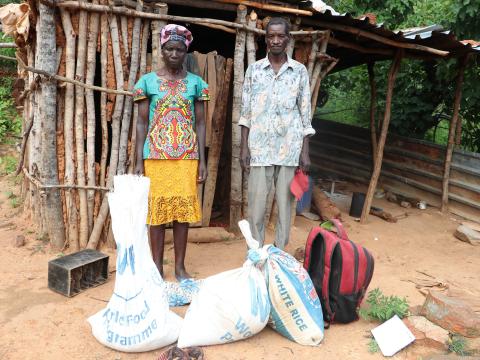 Family who have received maize from the World Food Programme Lean Season Food Assistance program.