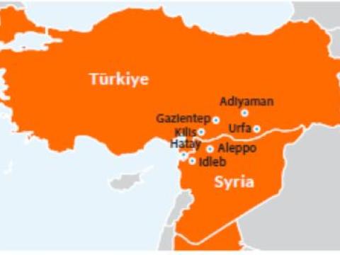Map of World Vision Syria Response countries – showing where WVSR is responding
