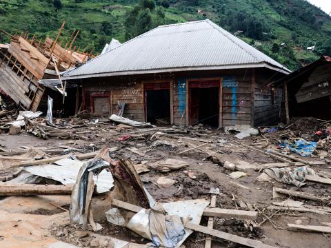 Photo of some houses destroyed by the floods in Kalehe