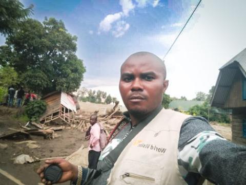 Jean Baptiste, a World Vision staff in the field in Kalehe