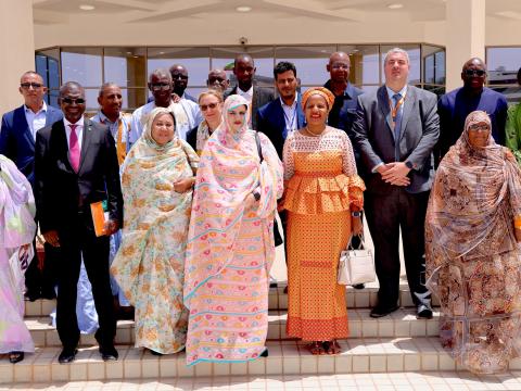 Picture with members of the Mauritanian government, the WV Regional Director, Carla Denizard, and the WV National Director, Alex Whitney.