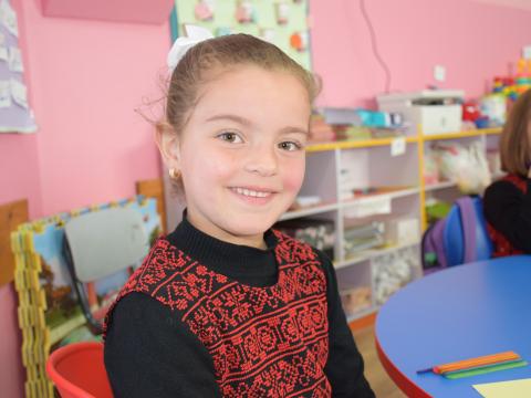 Palestinian girl in traditional outfit