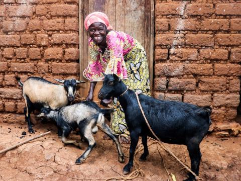 Nzigire holding her goats