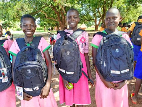 Joyce and friends receive dignity kits