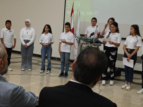 Lebanese children speaking to decision-makers