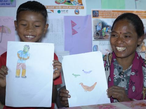 Biyesh with his mother