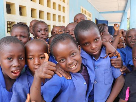 Children in school uniforms