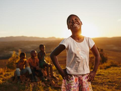 A girl smiling