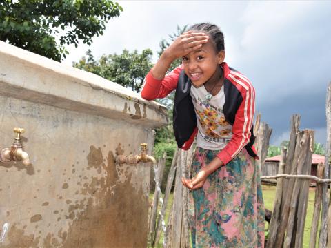 Meseret at the water point